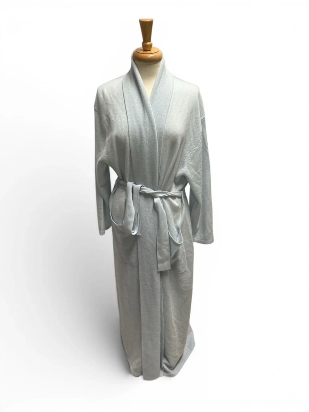 Arlotta Cashmere/Wool Long Wrap Robe Dawn Blue Size Medium/Large - Picture 2 of 6